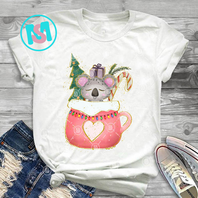 Merry Christmas Animals Coffee Cup PNG, Xmas PNG, Animals PNG