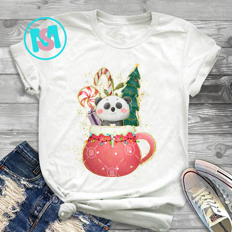 Merry Christmas Animals Coffee Cup PNG, Xmas PNG, Animals PNG