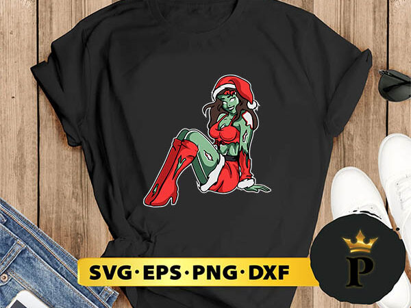 Christmas zombie pin up girl pajama svg, merry christmas svg, xmas svg digital download t shirt vector file