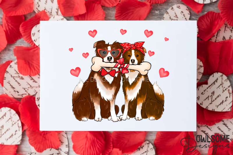 Couple Of Dogs In Love Valentine Day PNG Design