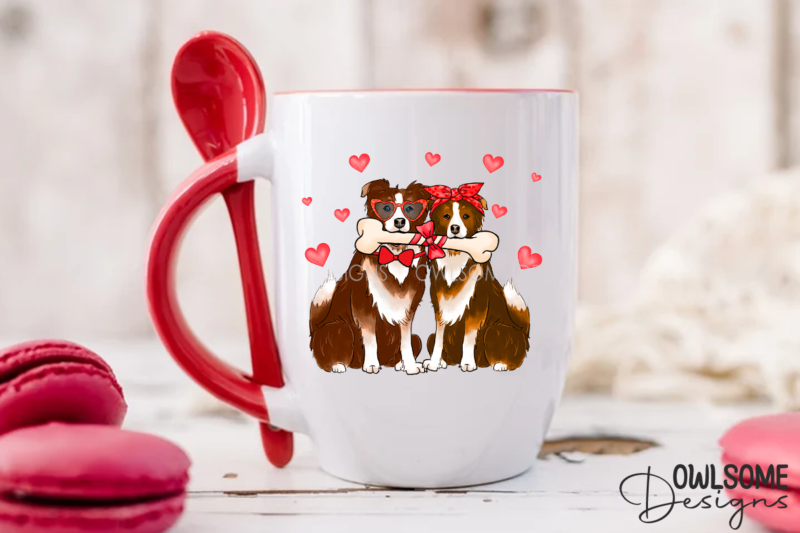 Couple Of Dogs In Love Valentine Day PNG Design