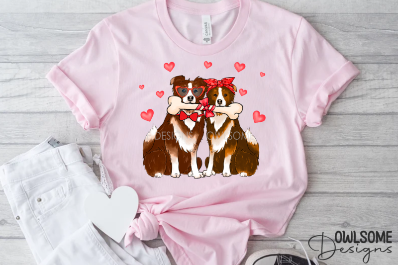 Couple Of Dogs In Love Valentine Day PNG Design