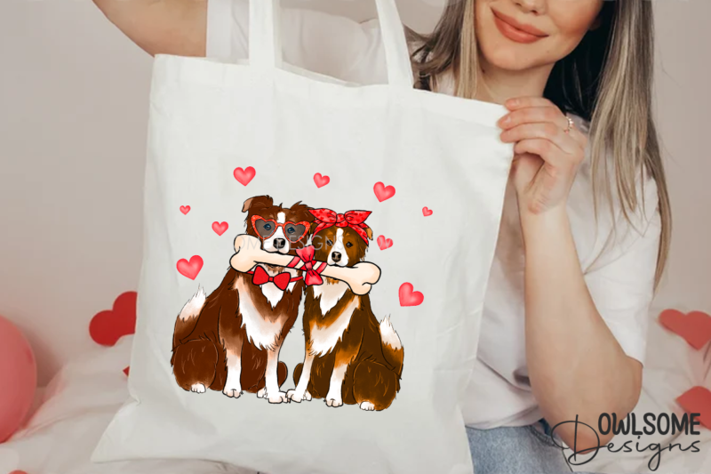 Couple Of Dogs In Love Valentine Day PNG Design