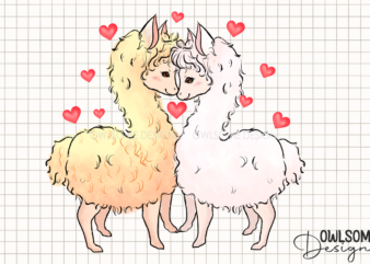 Couple Of Llamas In Love Valentine Day PNG t shirt vector file