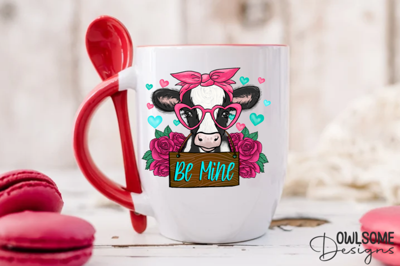 Cow Be Mine Valentine PNG Sublimation