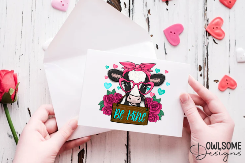 Cow Be Mine Valentine PNG Sublimation