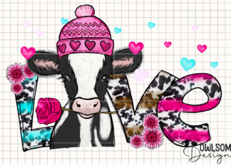 Cow Love Valentine PNG Sublimation