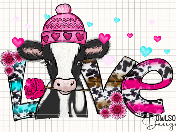 Cow love valentine png sublimation t shirt vector file