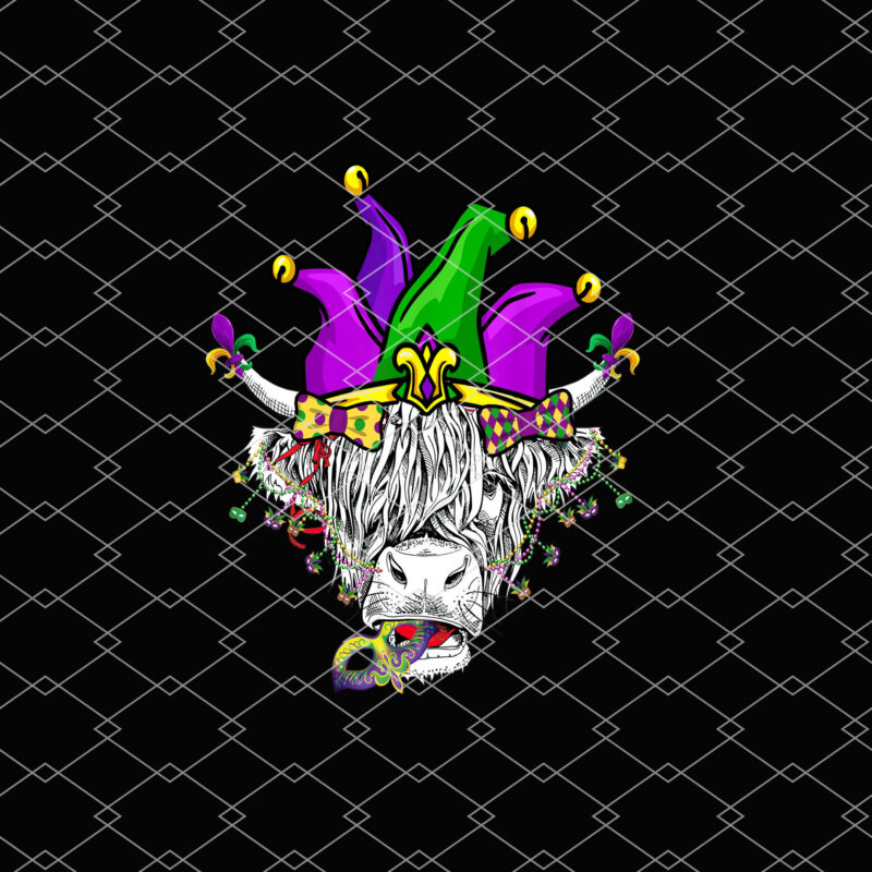 Cow Mardi Gras Png, Happy Mardi Gras Heifers, Highland Cow Farm, Farmer Cow Animal Lover, Farmer Gift PNG File TL