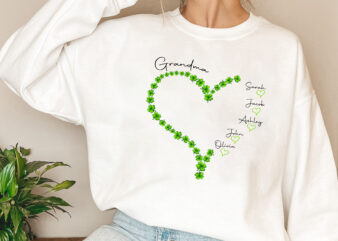 Custom Grandma Patrick_s day, Grandma Heart, Grandkids Name, Gift For Grandma, Nana Gift, Holiday Gift, Birthday Gift PNG File TL t shirt vector file