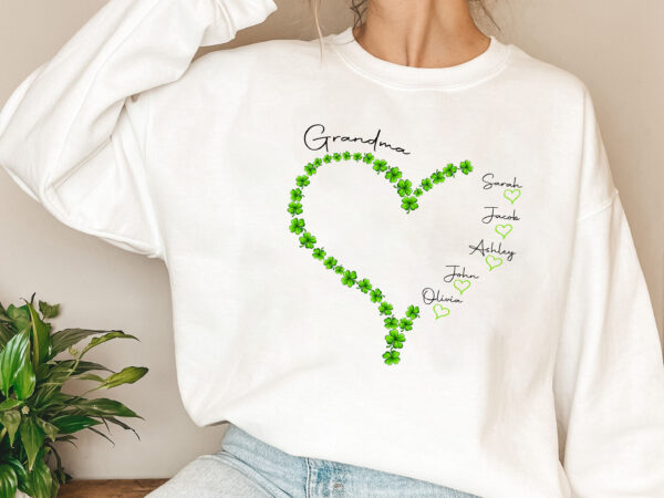 Custom grandma patrick_s day, grandma heart, grandkids name, gift for grandma, nana gift, holiday gift, birthday gift png file tl t shirt vector file