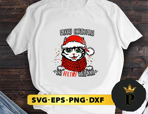Cute Cat Merry Christmas Ya Filthy Animals SVG, Merry christmas SVG, Xmas SVG Digital Download