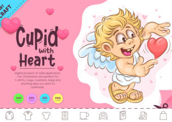 Cute Cupid with Heart. Clipart t shirt vector file