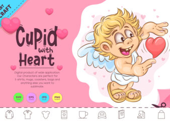 Cute Cupid with Heart. Clipart