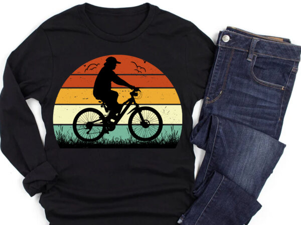 Cycling dad retro vintage sunset t-shirt design