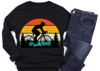 Cycling Retro Vintage Sunset T-Shirt Design