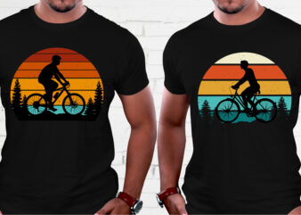 Cycling Retro Vintage Sunset T-Shirt Graphic