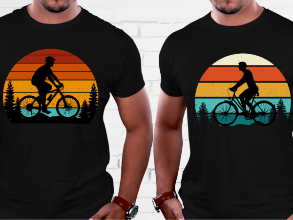 Cycling retro vintage sunset t-shirt graphic