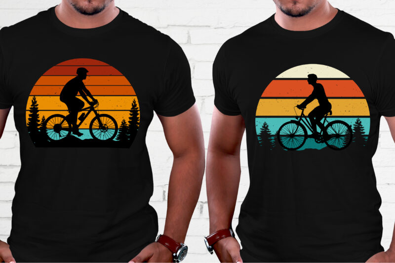 Cycling Retro Vintage Sunset T-Shirt Graphic