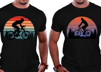 Cycling Sunset Colorful T-Shirt Background
