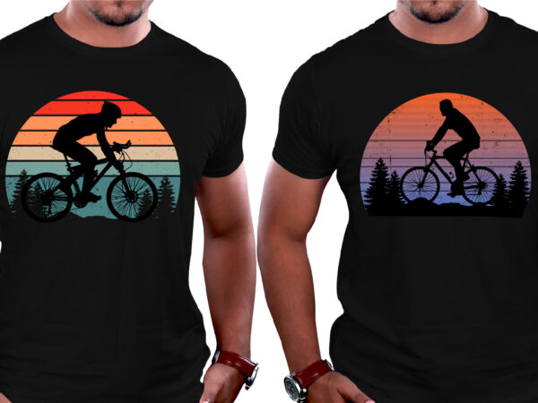 Cycling sunset colorful t-shirt background