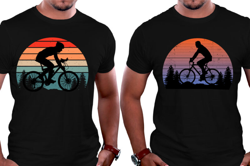 Cycling Sunset Colorful T-Shirt Background