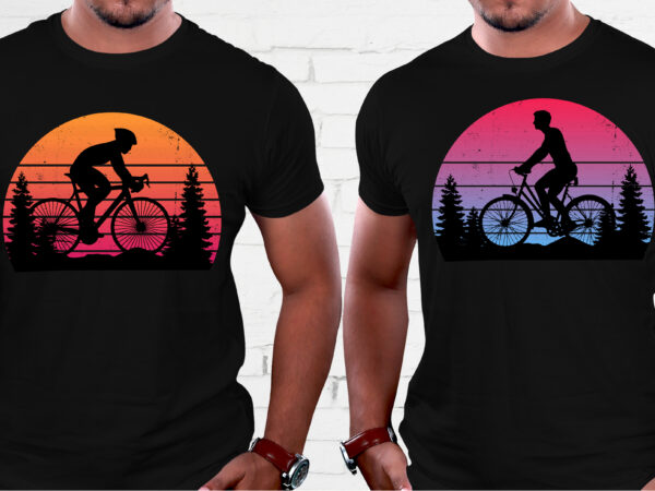 Cycling sunset colorful t-shirt graphic
