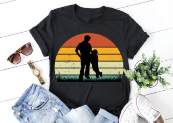 Dad Son Retro Vintage Sunset T-Shirt Graphic