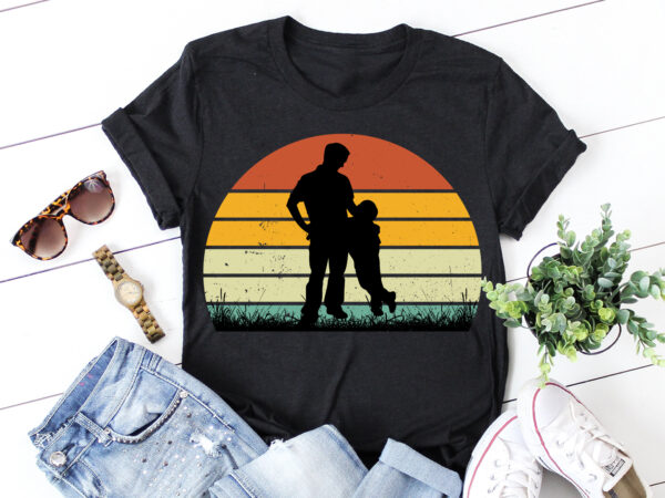 Dad son retro vintage sunset t-shirt graphic
