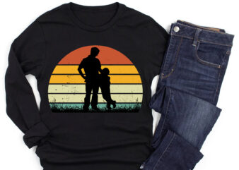 Dad Son Sunset Colorful T-Shirt Graphic