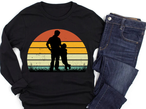 Dad son sunset colorful t-shirt graphic