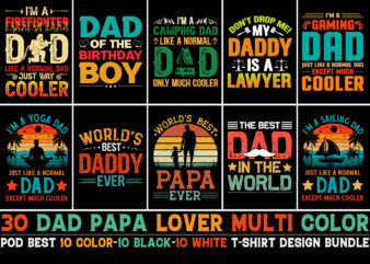 Dad Sunset Vintage T-Shirt Design Bundle