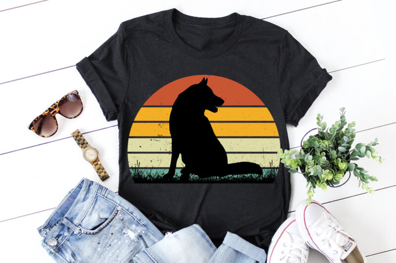 Dog Retro Vintage Sunset Graphic