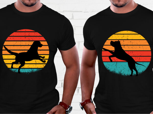 Dog retro vintage sunset t-shirt graphic