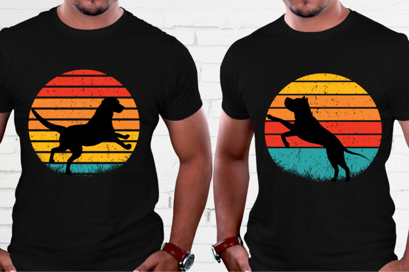 Dog Retro Vintage Sunset T-Shirt Graphic