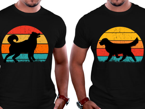 Dog sunset retro vintage t-shirt graphic