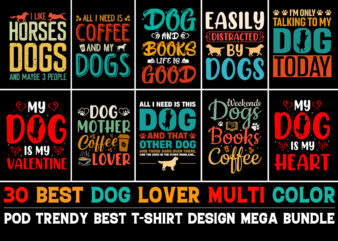 Dog Typography T-Shirt Design Bundle