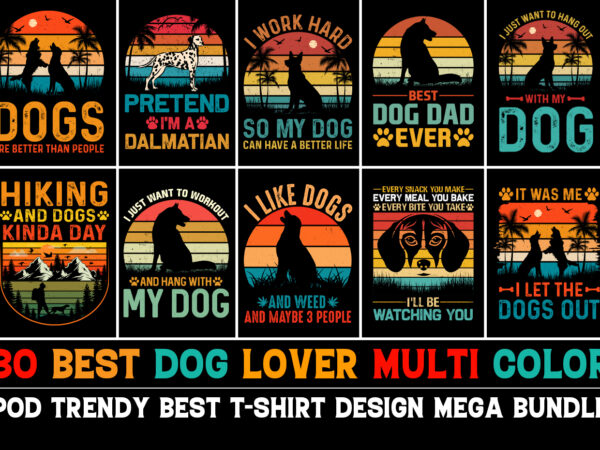 Dog vintage sunset t-shirt design bundle