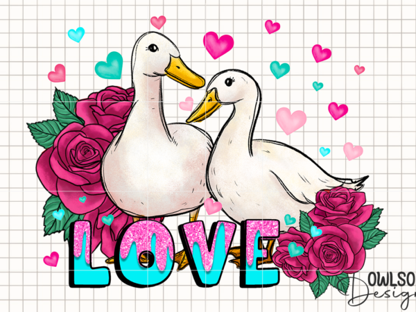 Duck love valentine png sublimation t shirt vector illustration
