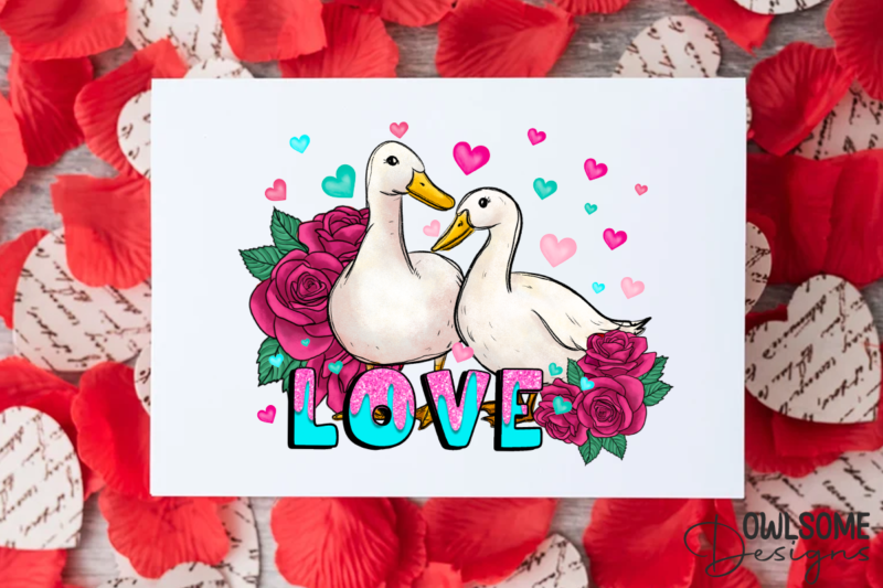 Duck Love Valentine PNG Sublimation