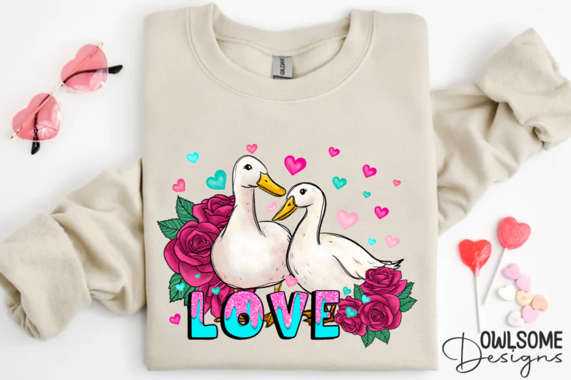 Duck Love Valentine PNG Sublimation