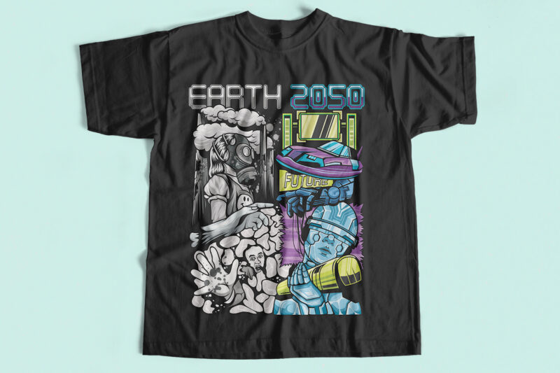 Earth 2050, Earth t shirt design artwork, artificial intelligence t shirt design, Art t shirt design,