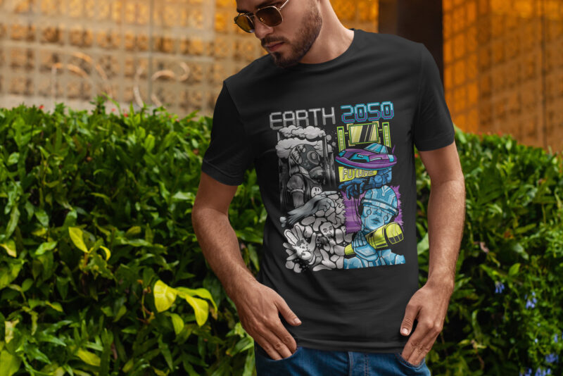 Earth 2050, Earth t shirt design artwork, artificial intelligence t shirt design, Art t shirt design,