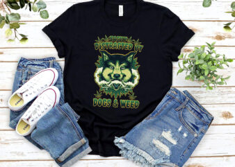 Easily Distracted By Dogs _ Weed Funny Cannabis Wolf Stoner NL vector clipart