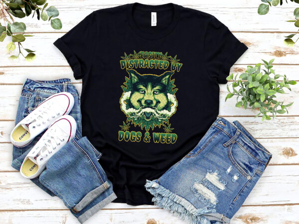 Easily distracted by dogs _ weed funny cannabis wolf stoner nl vector clipart