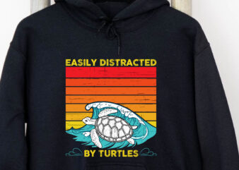 Easily Distracted by Turtles, Save the Turtles, Funny Gift for Turtle Lover, Environment Tee, Earth Day, Retro Vintage Turtle PNG File TC vector clipart
