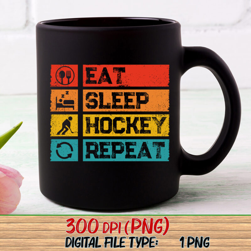 Eat Sleep Hockey Repeat Hockey Funny Ice Hockey Lovers NC