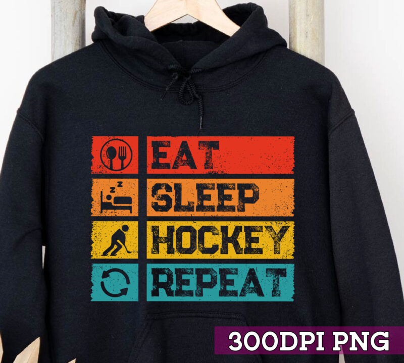 Eat Sleep Hockey Repeat Hockey Funny Ice Hockey Lovers NC