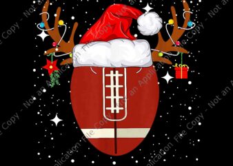 Christmas Football Ball Santa Hat Reindeer Xmas Png, Football Reindeer Xmas Png, Football Christmas Png, Reindeer Hat Santa Png, Christmas Png