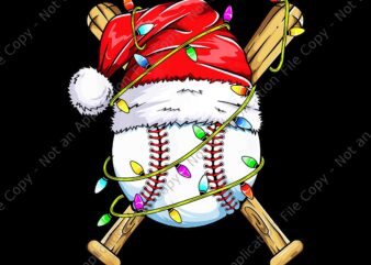 Santa Sports Baseball Player Christmas Png, Santa Baseball Png, Baseball Xmas Png, Baseball Christmas Png, Baseball Hat Santa Lights Png